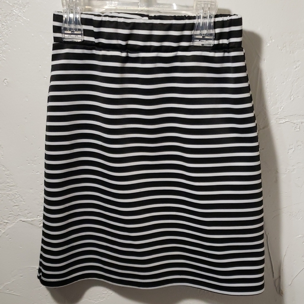 Girl's Black and White Striped Skirt